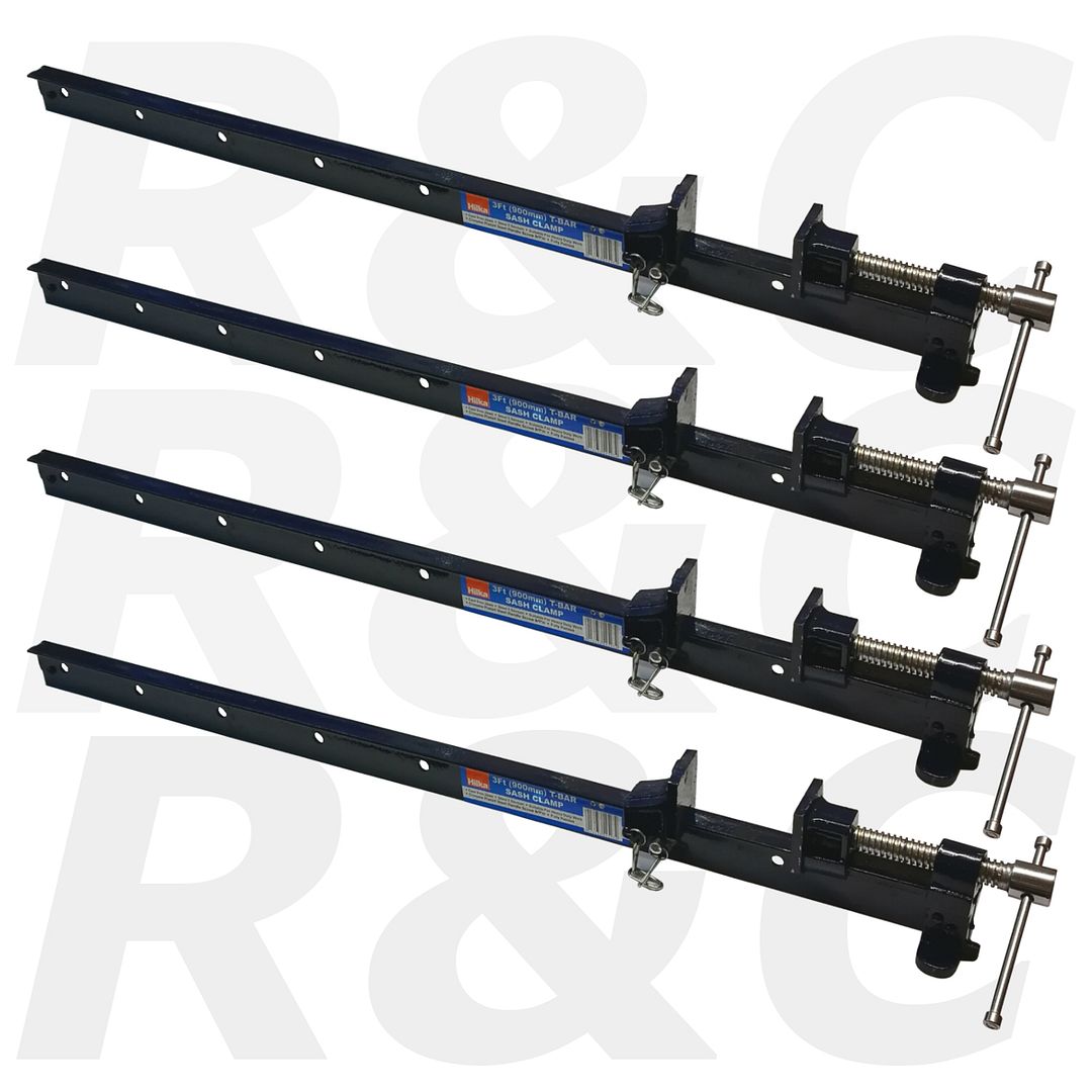 (4 Pack) Large Tbar sash clamps 4ft 1200mm Heavy Duty Sliding